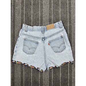 Levis Shorts Womens 26 Blue Denim Light Wash Cut Off Fray Vtg 70s 80s Orange Tab